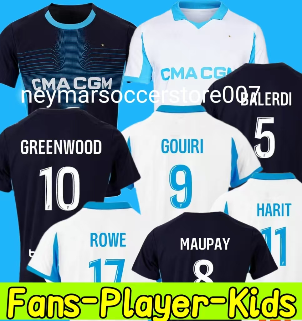 24 25 26 maillot de foot GREENWOOD jersey soccer RABIOT 125th Anniversary 4th MAUPAY OUNAHI harit 25 26 OM man KIDS football shirt hommes enfants GOUIRI