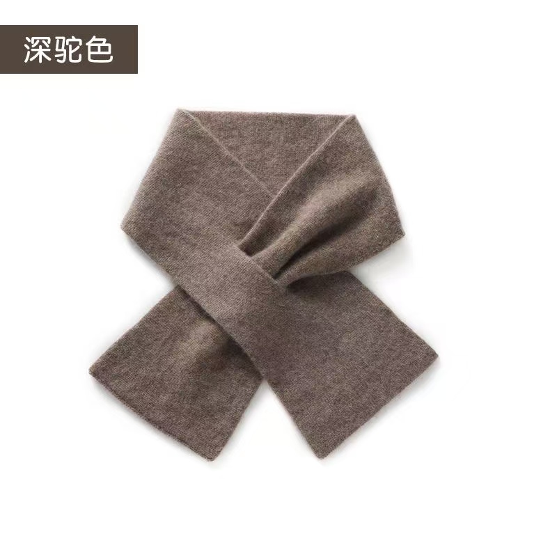 T1005 autumn and winter cashmere knitted scarf for women short thick warm neck protection Korean version all-match solid color perforated cross small 