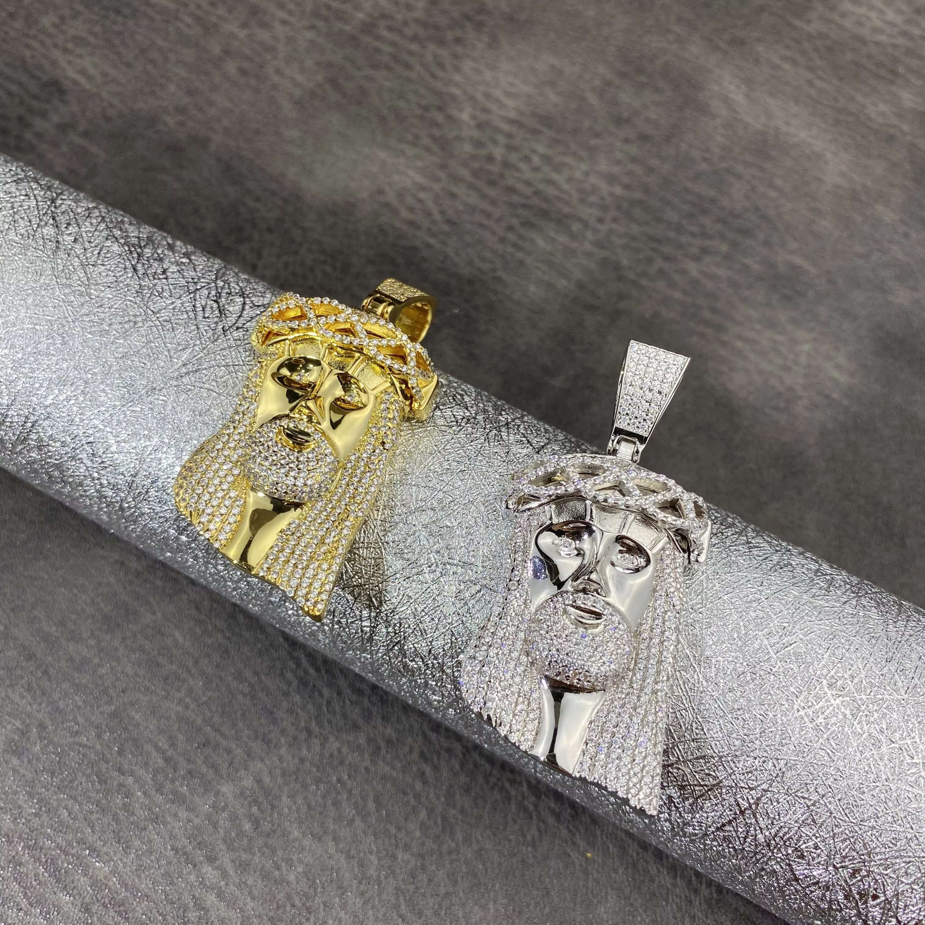 High Quality Jesus Face Iced Out Pendant Hip Hop Jewelry Men Jesus Head Necklace