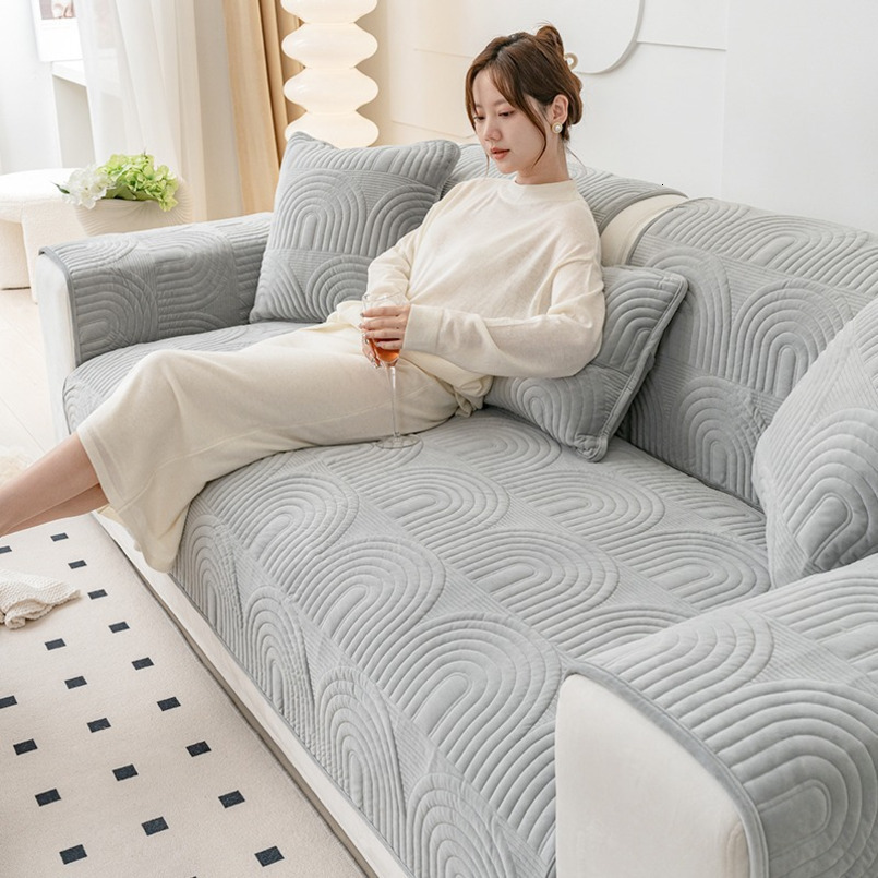 New Simple All-Season Plush Light Luxury Non-Slip Cushion Cover Combination Sofa Pad