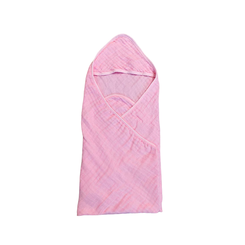 Double layer gauze blanket with hooded baby bath towel, newborn blanket with cotton gauze