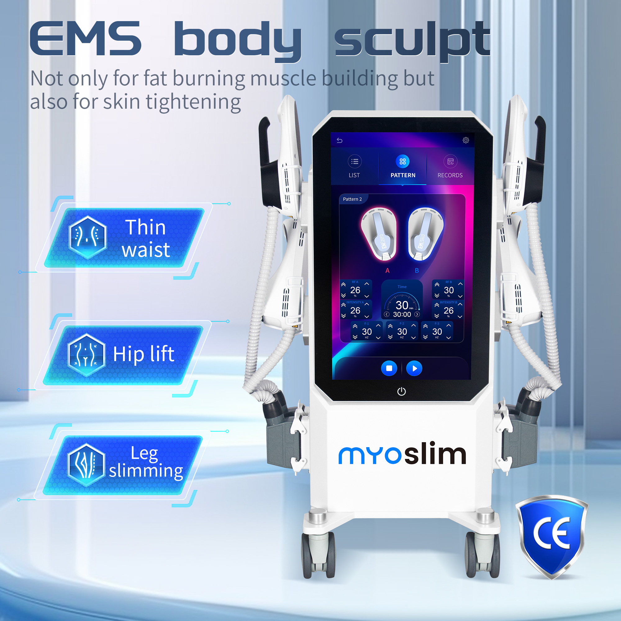 Myoslim body sculpting machine 15Tesla Profession RF slimming machine HI-EMT shaping Build muscles 6500w Device New