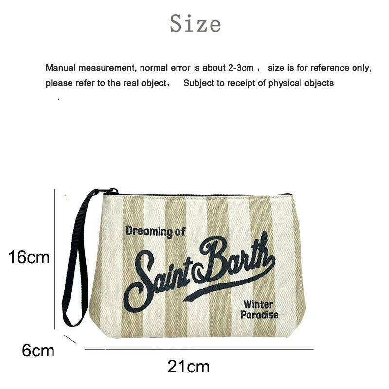 Women's Bags Designer SAINT BARTH New Striped Canvas For Women, European And American Clutch Bag Diving Handbag