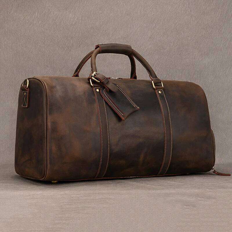 Fashion Vintage Leather Travel Hand Lages Men's Duffle Handbags Travelling Business Tote Brand Designer Bag For Men Gift