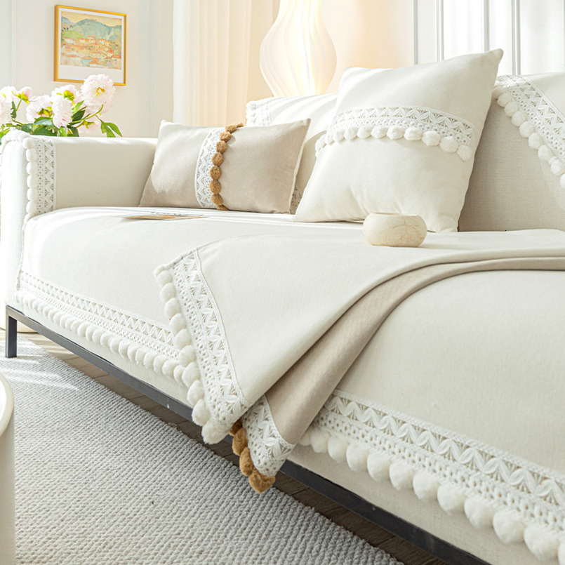 Nordic Light Luxury Chenille Cushion All-Season Breathable Sofa Seat Fabric Backrest Cover Non-Slip Slipcover