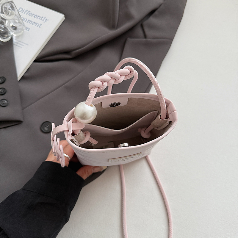 Original niche crossbody high-end bucket mini phone bag, shiny bow, underarm single shoulder women's bag