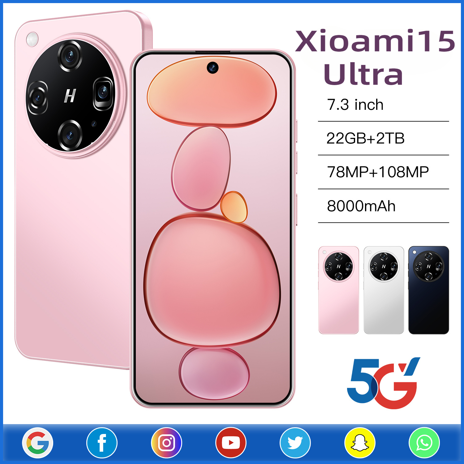 NEW Brand Xioami15 Ultra Cellphones 7.3inch 16GB 1TB Original Smartphone 5G Dual SIM Android 14 Cell Phone Snapdragon 8 gen 3 Smart Mobile Phones