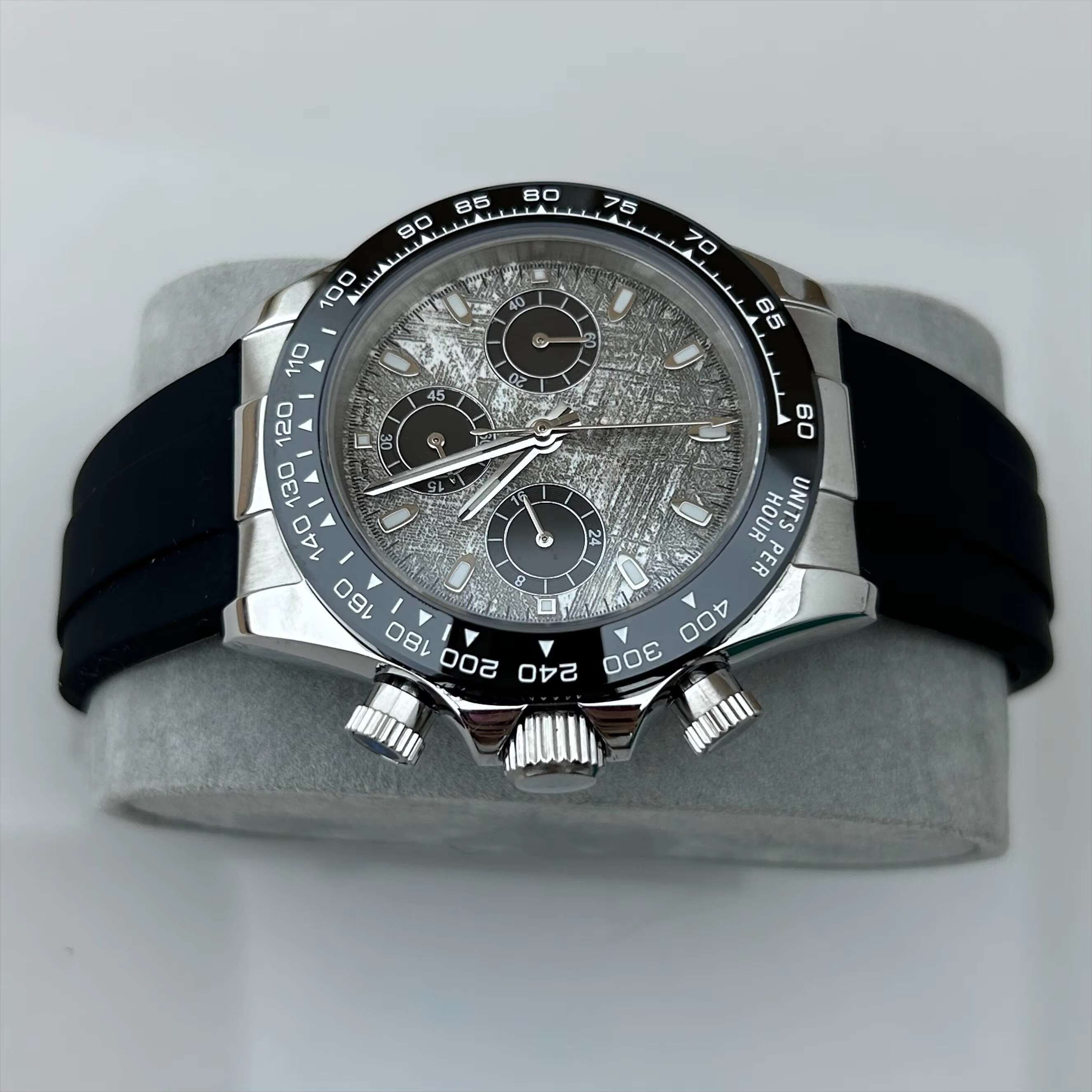 Chronograph Quartz Watch for Men Calendar Date 24 Hours Sport Stainless Steel Wristwatch