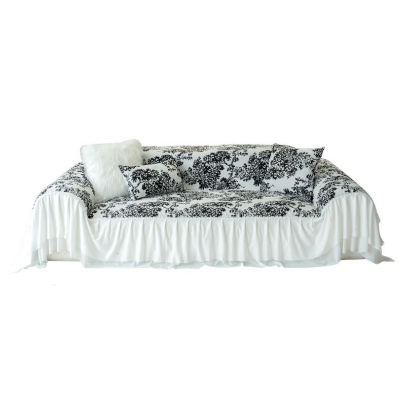 New Chenille Jacquard Black and White Bayberry Tree Sofa Cover Non-Slip Seat Cushion