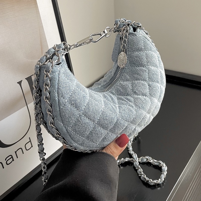 Handbag - Women's popular crossbody bag, niche summer casual versatile casual, world-class diamond grid chain crossbody bag, women's denim h