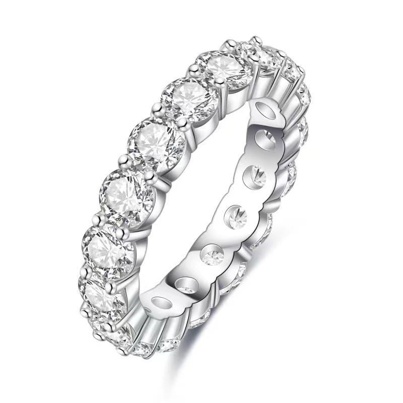 925 Silver White Gold 18k Gold Plated VVS Certificate 0.5ct 5mm Moissanite Jewelry Round Band Ring for Men Women