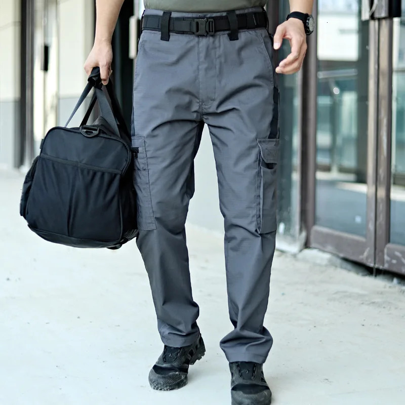 Mens Tactical Pants Waterproof RipProof Combat Overalls 8 Pockets Outdoor Hiking Durable Field Work Clothes 250618