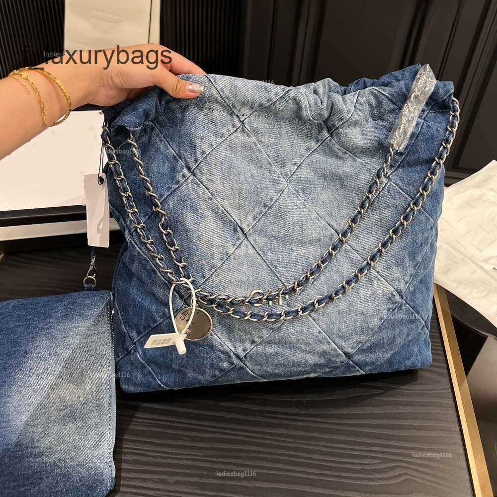 Bags Denim CC Letter Ladies Shoulder Genuine Leather Drawstring Handbag Gold or Silver Chain Tote Travel 22 Luxury Bag Brands 23 colors