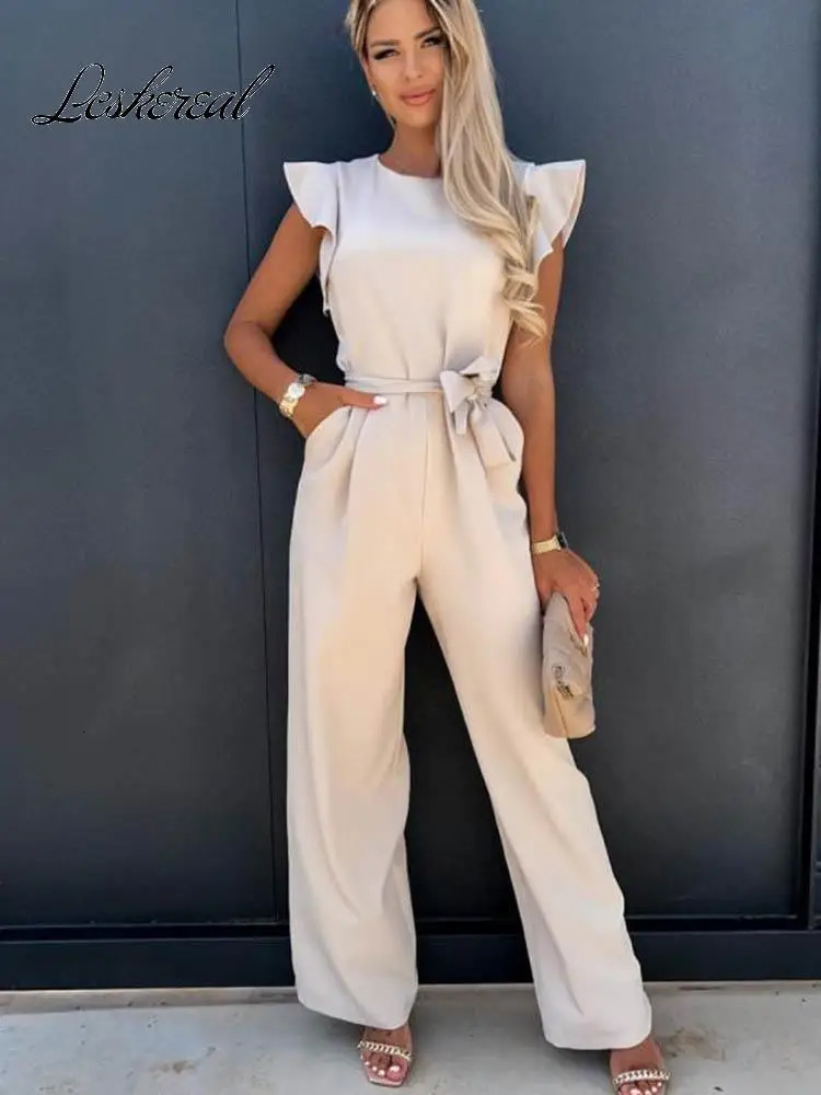 Summer Short Sleeve Wide Leg Jumpsuit For Women Elegant Romper Vintage Streetwear Jumpsuits Overalls Women Jump Suit Woman 250618