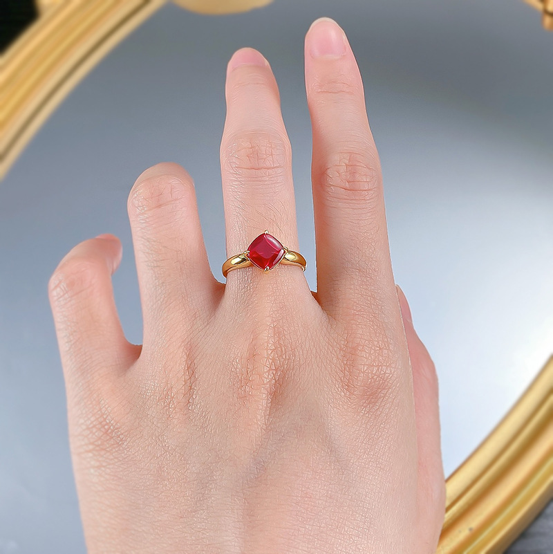 Elegant 925 Sterling Silver Red Moissanite Ring 7x7mm Brilliant Cushion Cut