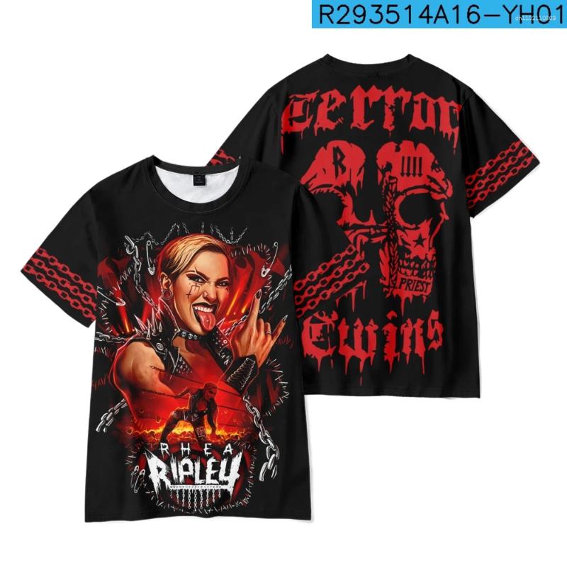 Men's T Shirts Rhea Ripley Merch T-shirt Men Short Sleeve Women Funny Tee Unisex Harajuku Tops