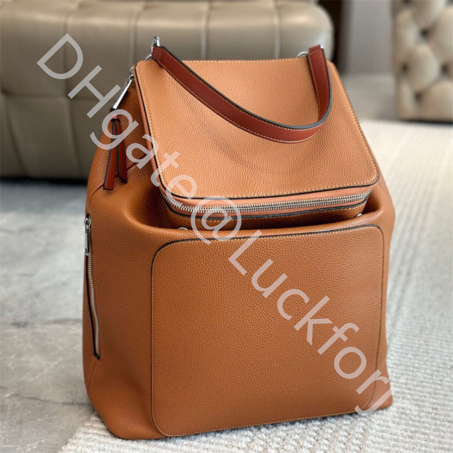 Luxury Designer Genuine Leather Backpack Men Anagram Calfskin Brown Travel Bag Cosmetic Bags Size 40x30cm