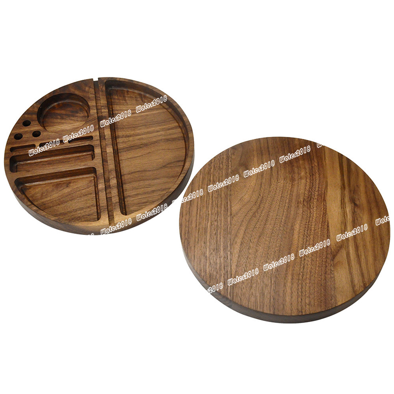 Round Shape Wooden Rolling Tray Household Smoking Accessories With Groove Diameter Tobacco Roll Trays Cigarette 21.8*21.8CM