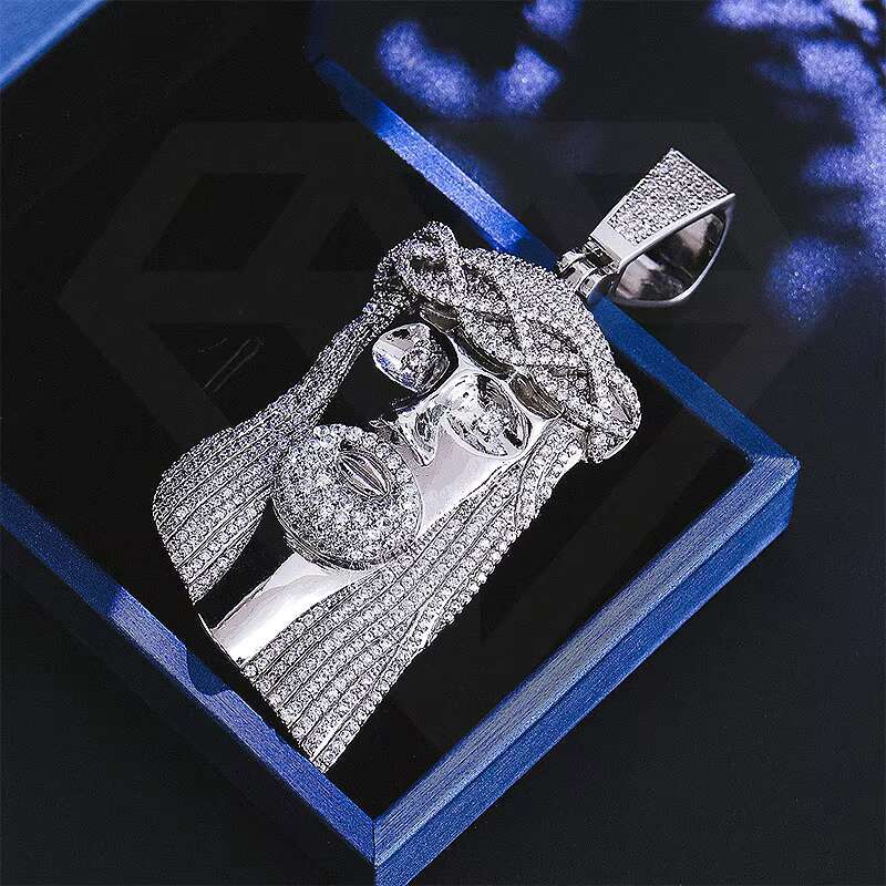 Custom 925silver Moissanite Iced Out Jesus Pendant Hip Hop Jewelry Moissanite Diamond Necklace Jesus Piece Pendant Silver Plated