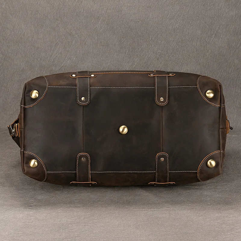 High Fashion Leather Travel Bag for Men Male Duffle Bag Large Capacity Weekender Bag 50cm Luggage Bag Business Carry on Handbag