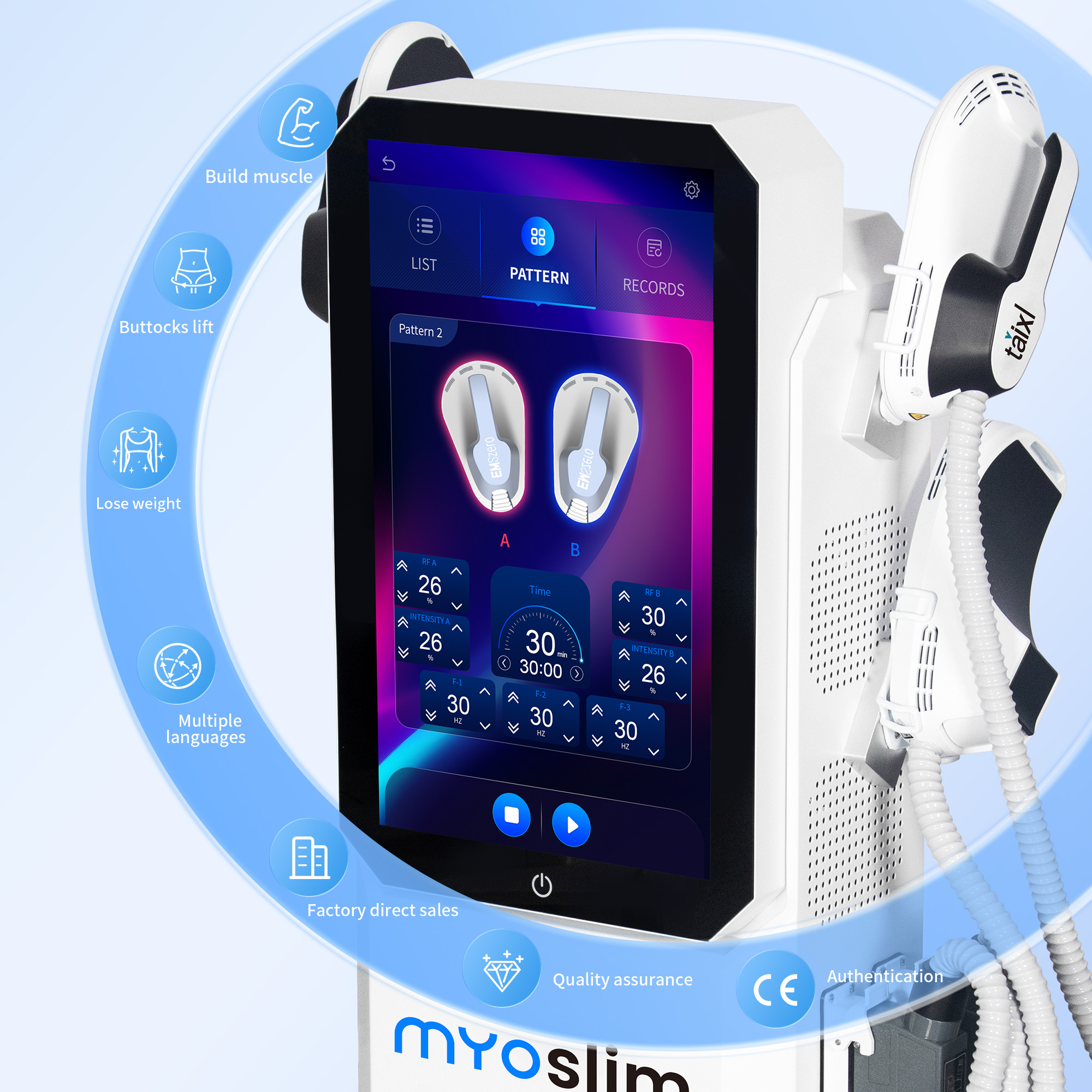Myoslim body sculpting machine 15Tesla Profession RF slimming machine HI-EMT shaping Build muscles 6500w Device New