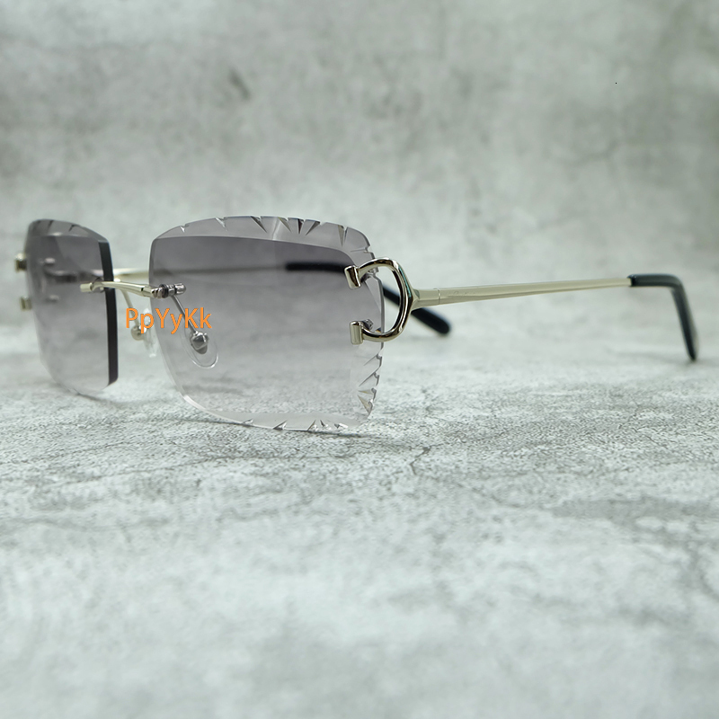 Polarized sunglasses Business casual Big Diamond Cut Sunglasses Mens Decoration Vintage Luxury Sun Glasses Designer Wire C Driving Shades Outdoor Prot