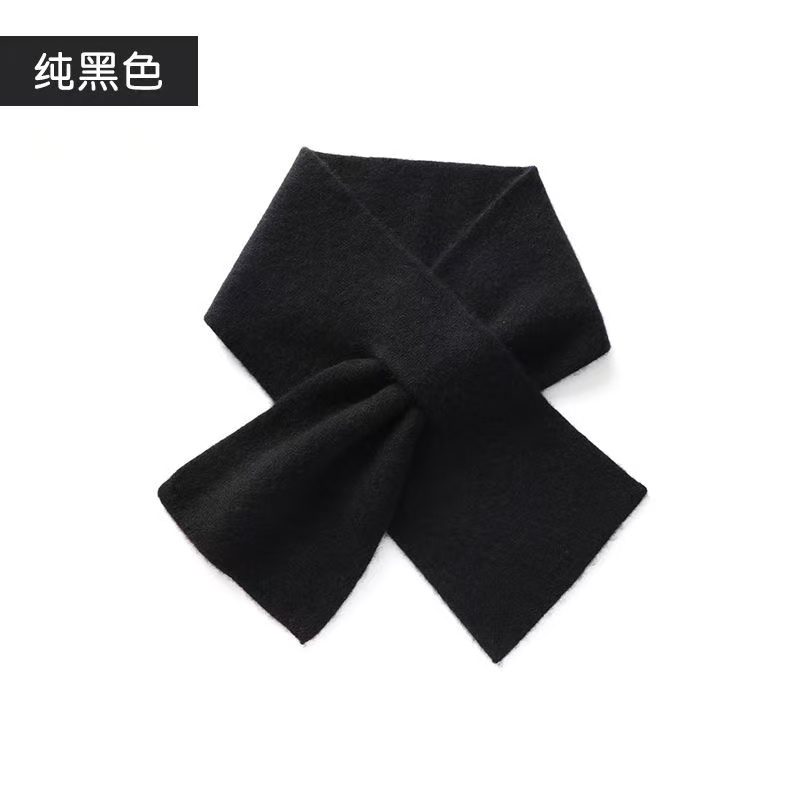 T1005 autumn and winter cashmere knitted scarf for women short thick warm neck protection Korean version all-match solid color perforated cross small 