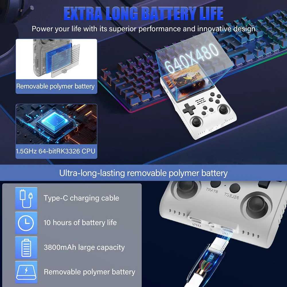 0S Pro Handheld Retro Gaming Console 3.5-Inch Sn Open Source Pocket Game Player Built-in 15000+Games w/ 256GB TF CardXJ250619