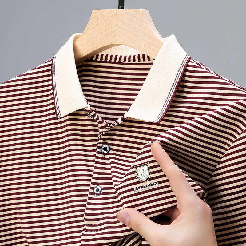 Quality breathable cotton short sleeve mens POLO shirt 2024 summer fashionable shiny diamond inlaid n top soft Tshirt 250610A