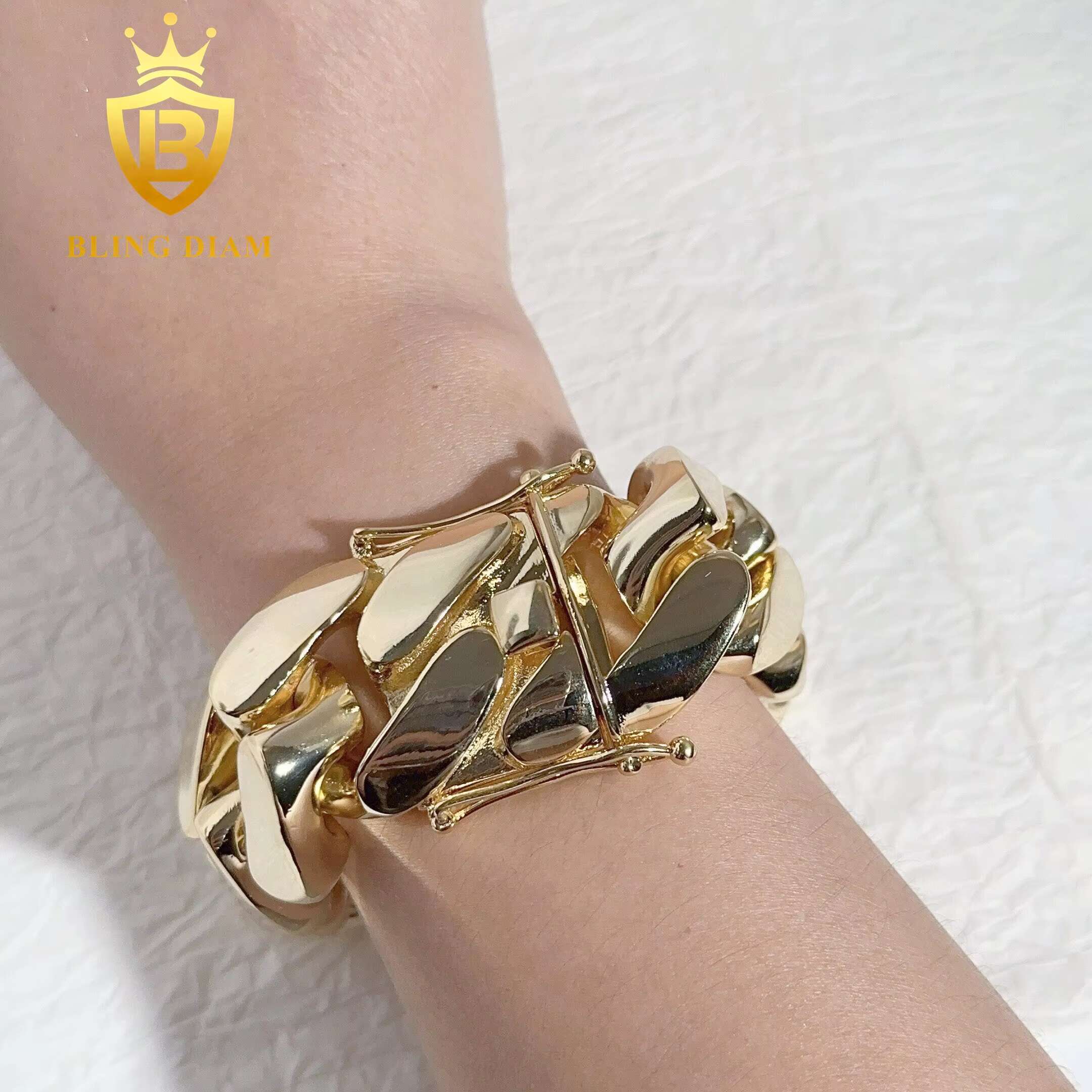 Fashion Jewelry 20mm Copper Cuban Link Chain Hip Hop Chain Pure No Diamond Miami Men Cuban Link Bracelet