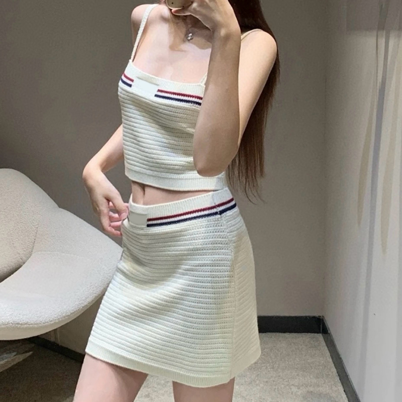 (Order by pic in opt, not by desc) New Fashion Clothing Women Tank Top Shorts Set Luxury Designer Sexy short knitted pencil skirt