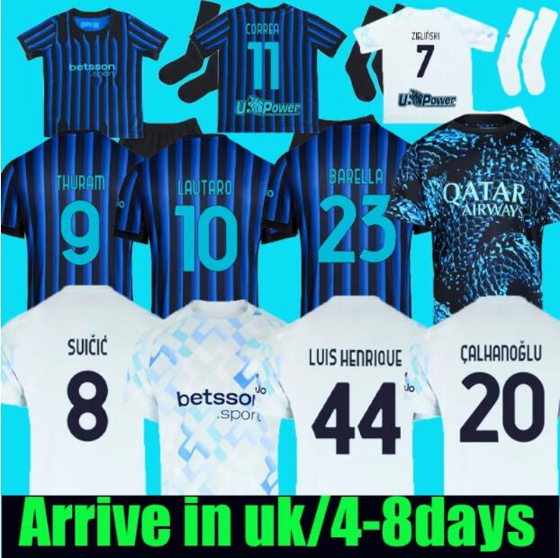 BARELLA soccer jersey 24 25 26 LAUTARO INTERS THURAM ACERBI DIMARCO BASTONI away third MILANS football shirt player version 2025 2026 men kids kit uniforms