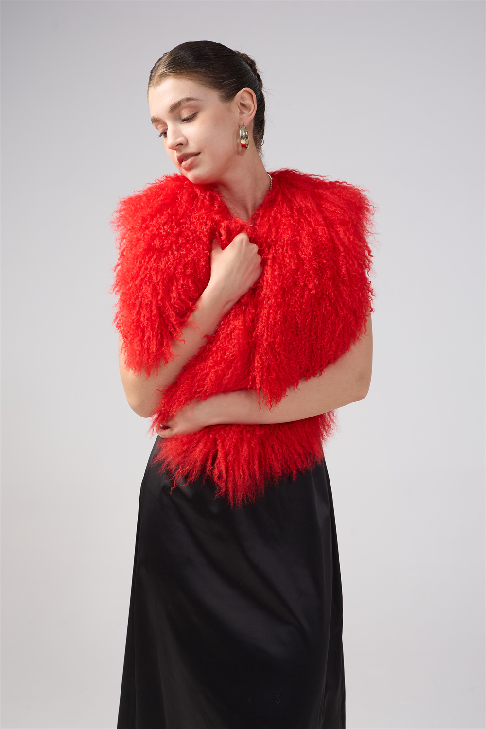 Short Style Mongolian Fur Halter Top Sexy Fuffy Tank Women Strap Waistcoat