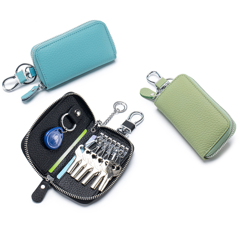 Designer Keybag New Top Layer Cowhide Universal Car Key Case Foreign Trade Genuine Leather Multifunctional Zipper Key Holder Home Key Case