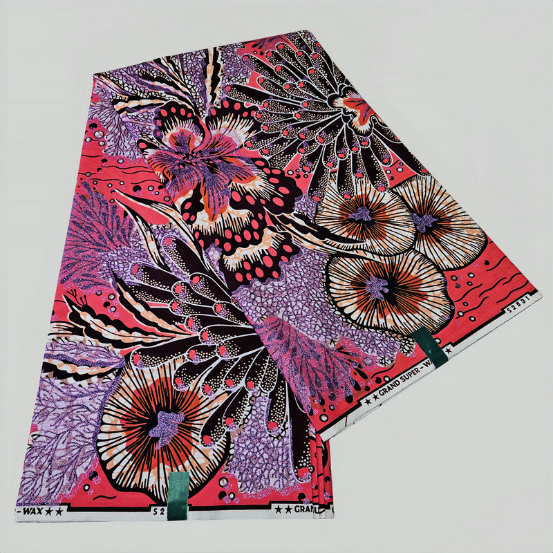 2025 new design, super grand wax fabric, printed with shinning glitter satin wax, for wedding, party, festival celebration