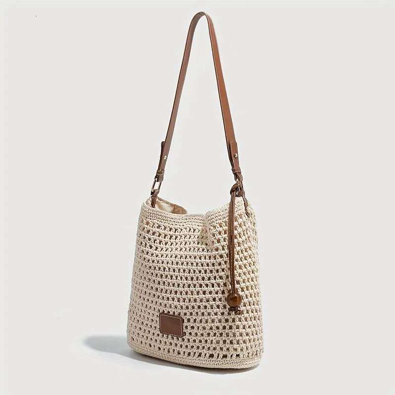 Women's Bags Designer New Summer Women's Woven Crochet Tote Beach Vacation Shoulder Bag Lightweight Cotton Linen Boho Hollow Out Purse