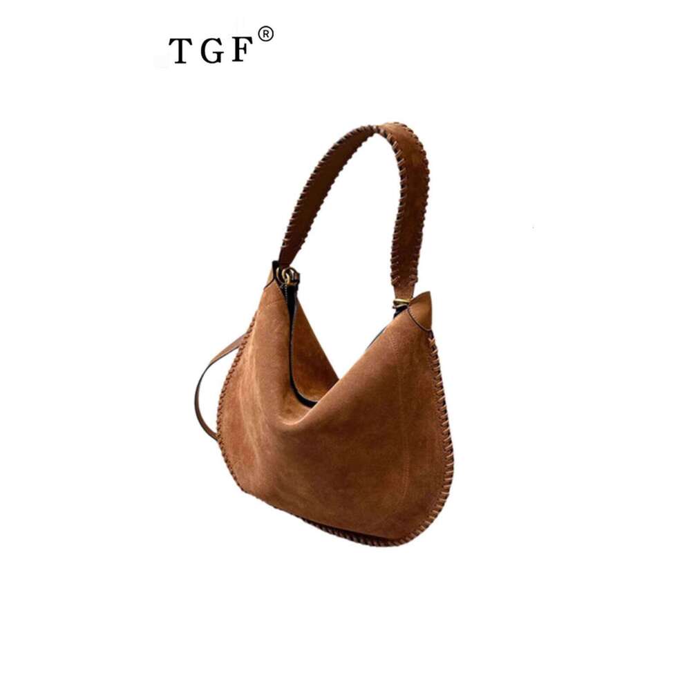 Underarm Saddle Bag for Women New Autumn Winter Large Capacity Handwoven Suede Handbag