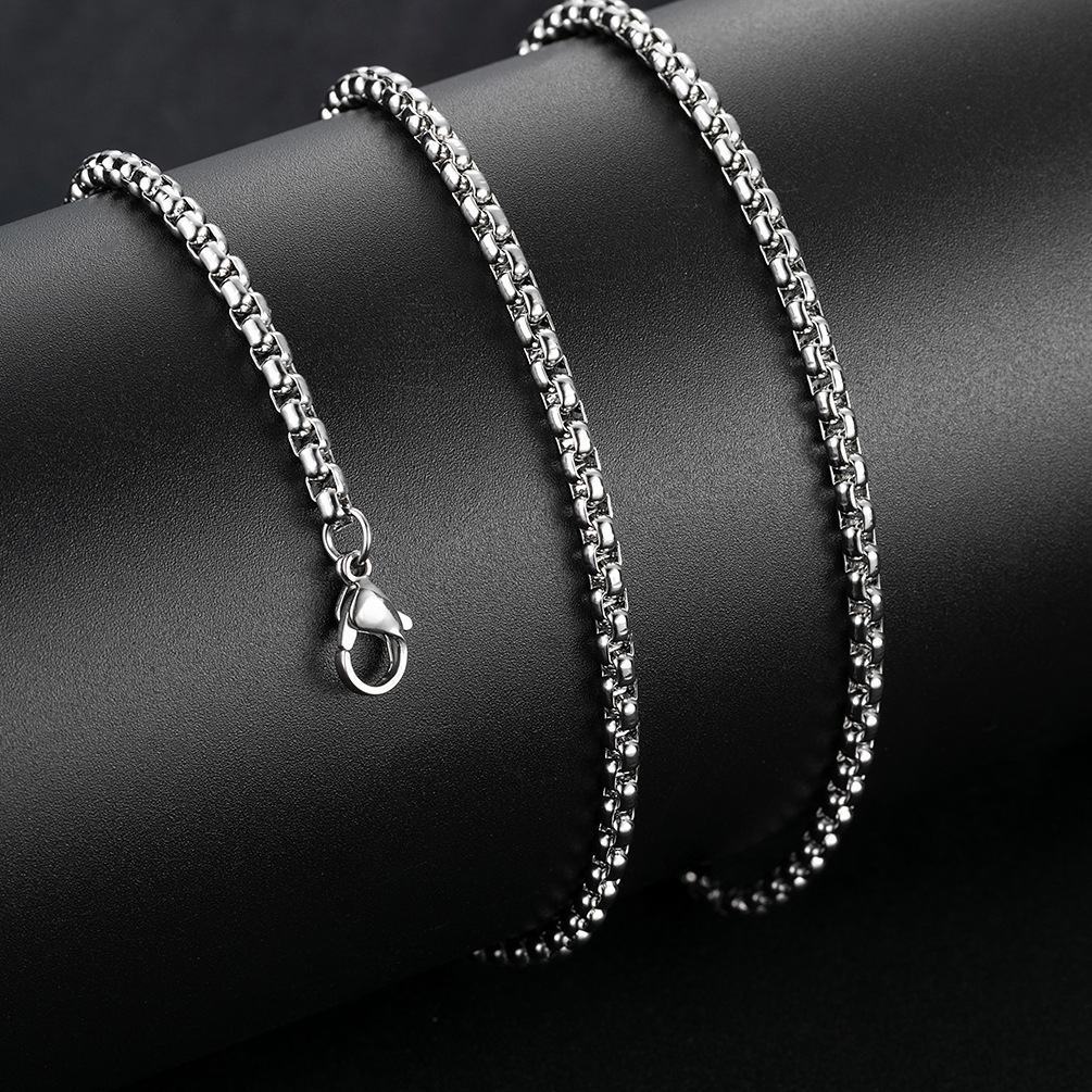 2025 Luxury Premium Titanium Steel Hip-Hop Geometric Square Pearl Statement Chain Men's Trendy High-grade pearl material Single Chain Necklace