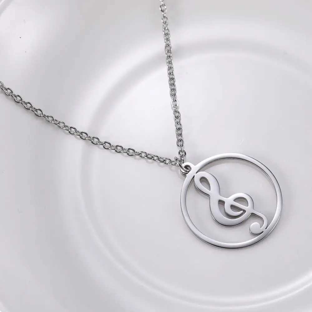 Music Necklace Treble Clef Note Chain Musical Symbol Staff Notation Gift For Woman Men Kid Child Silver Color Pendant Jewelry Z250619