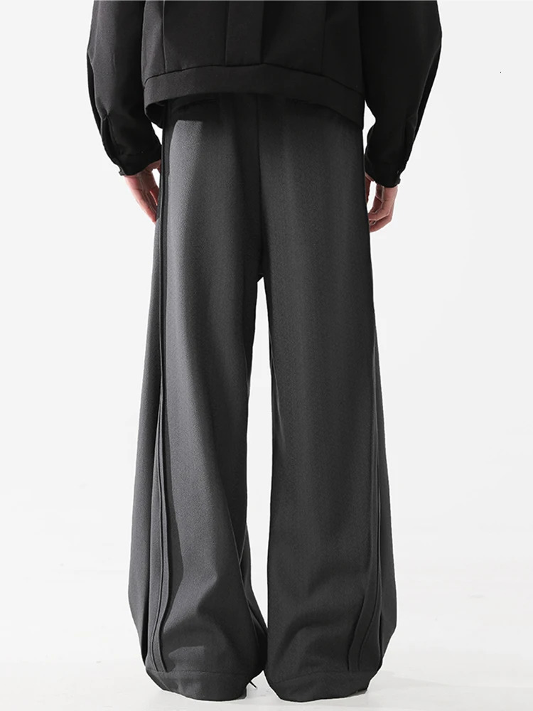 REDDACHiC Mens Pleated Silhouette Wide Leg Pants Unisex Casual Loose Clean Fit Barrel Plain Black Trousers Office Work Clothes 250619