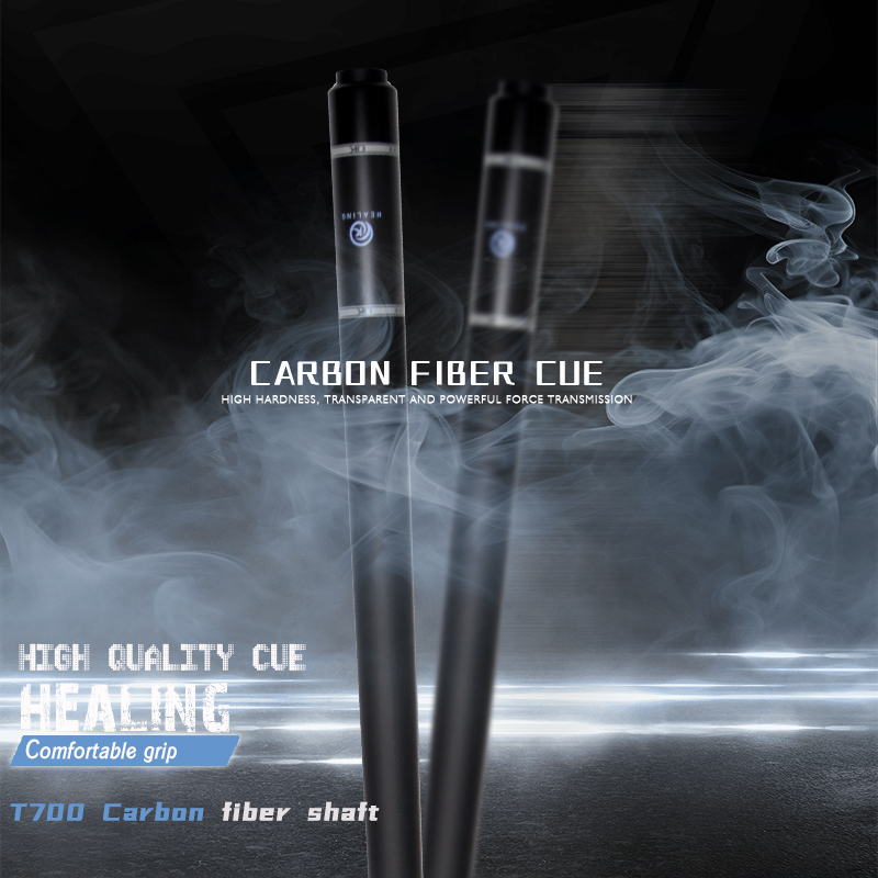 OKHEALING 1/2 Pool Cue Stick Carbon Fiber Billiard Cue 12.9mm Black Bakelite Tip Radial Pin / 8 Teeth Joint 1474mm/58inch Weight Adjust 19-20oz Billia