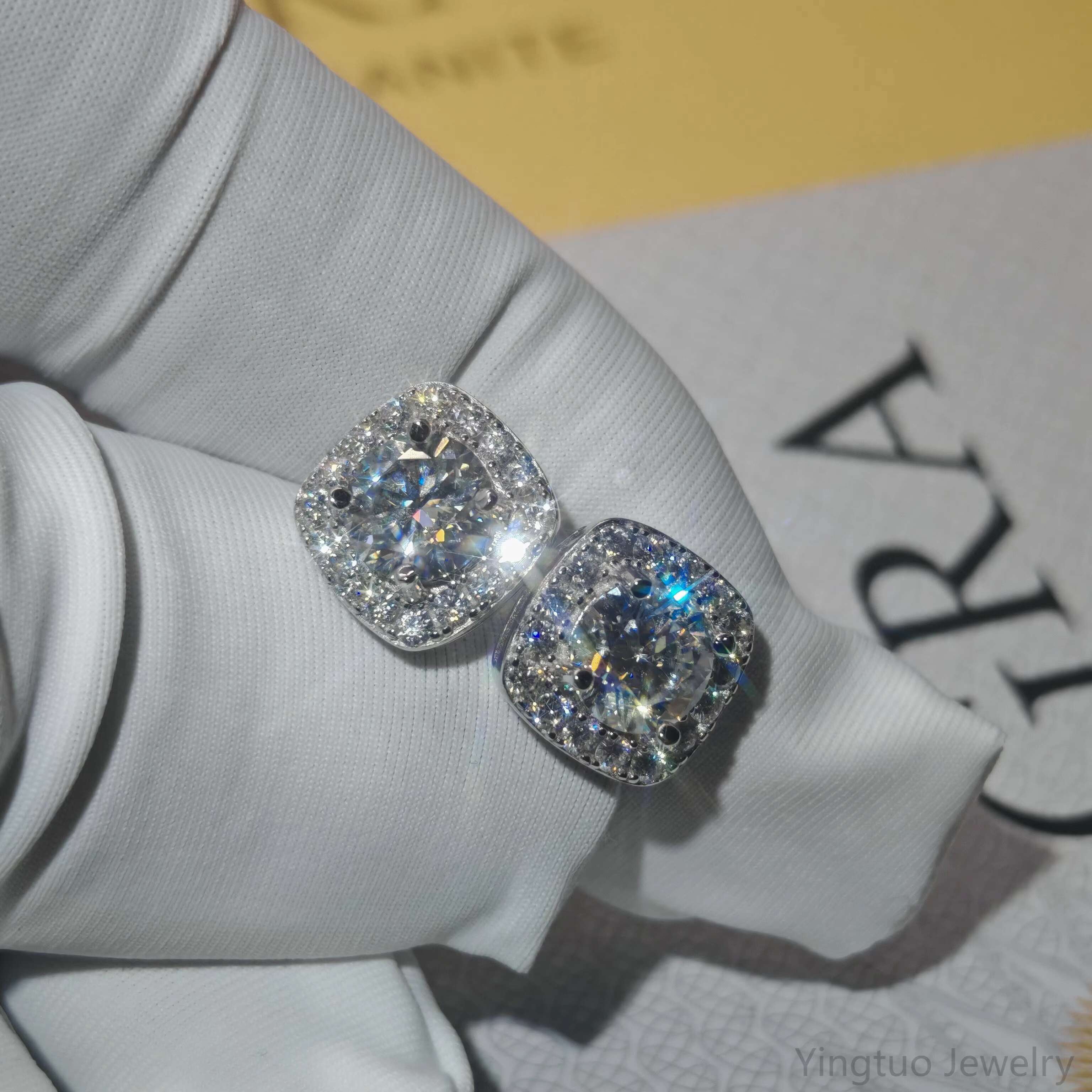 Hip-hop 5mm/6.5mm Moissanite Diamond Earings Jewelry Women 925 Silver Moissanite Stud Earrings