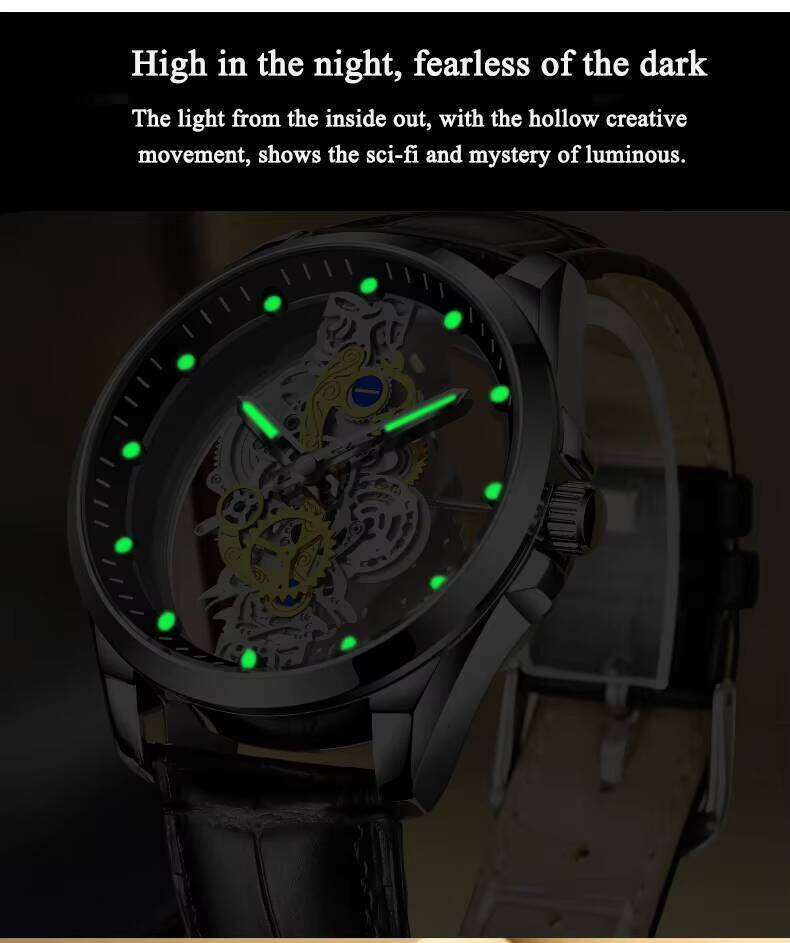 DHgargets New Men Quartz Gold Skeleton Vintage Man Watch