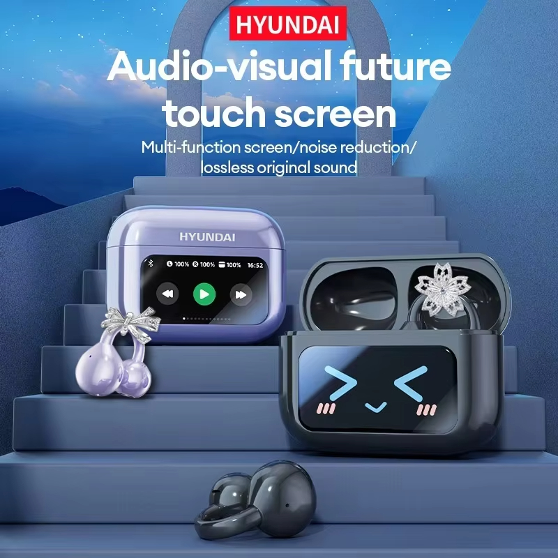 HYUNDAI Headphones Bow Butterfly Earrings Fashion Design Earphones TWS Bluetooth HiFi Sound Quality Earbuds For Android IOS labubu M100