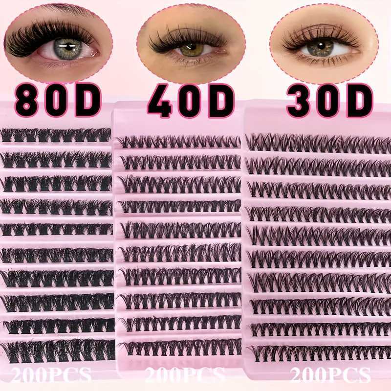 30D/40D/80D Segmented Eyelash False Eyelashes Large Capacity DIY Eyelash Set + Double-Ended Glue + Tweezers 250615