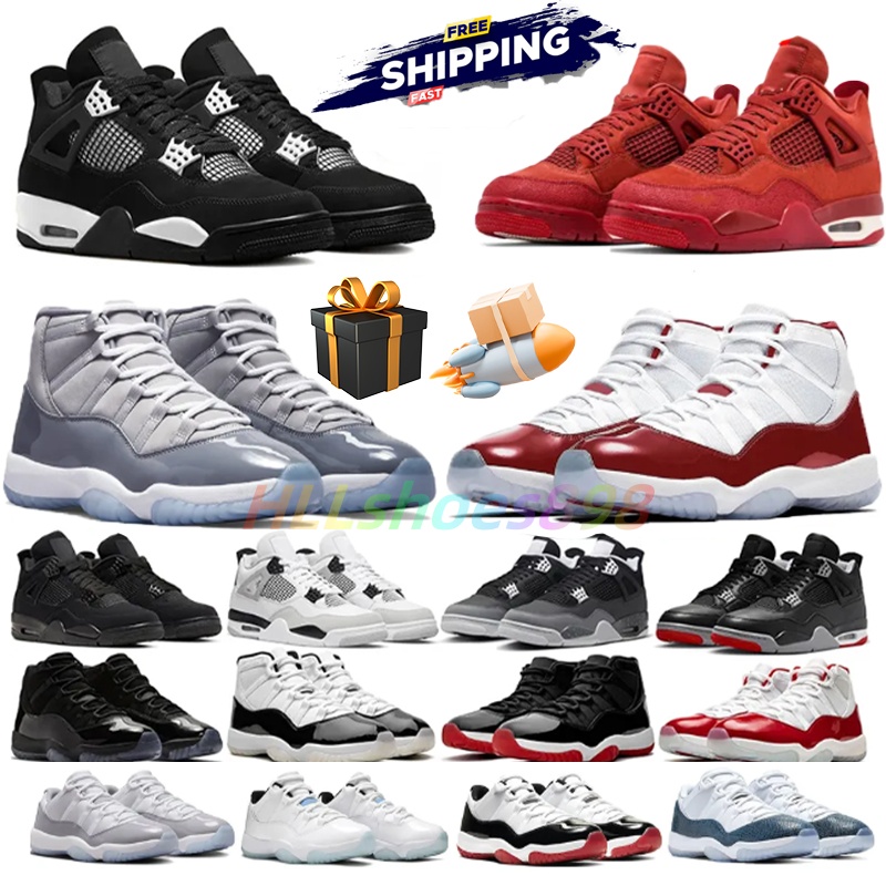 Basketball Shoes 4 Men Women 4s Shoes Black Cat Mens Outdoor Sport trainers Military Black Sail Olive Fire Red Cool Grey 11s High Low Top Womens Sneakers