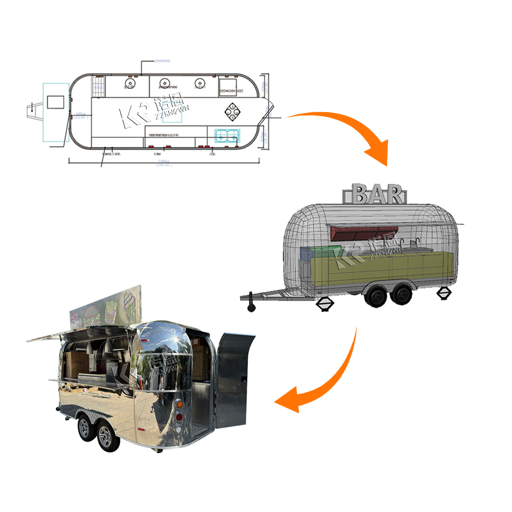 USA Standard Food Truck Beer Mobile Camping Truck BBQ Pizza Hot Dog Cart Concession Food Trailer With Fully Equipped