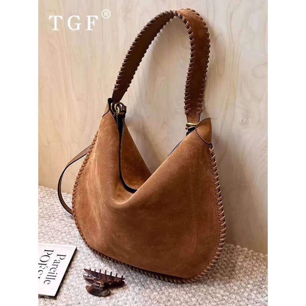 Underarm Saddle Bag for Women New Autumn Winter Large Capacity Handwoven Suede Handbag
