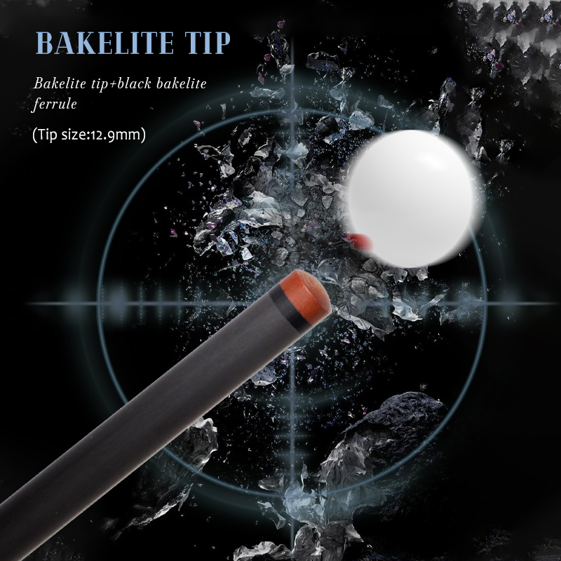 OKHEALING 1/2 Pool Cue Stick Carbon Fiber Billiard Cue 12.9mm Black Bakelite Tip Radial Pin / 8 Teeth Joint 1474mm/58inch Weight Adjust 19-20oz Billia