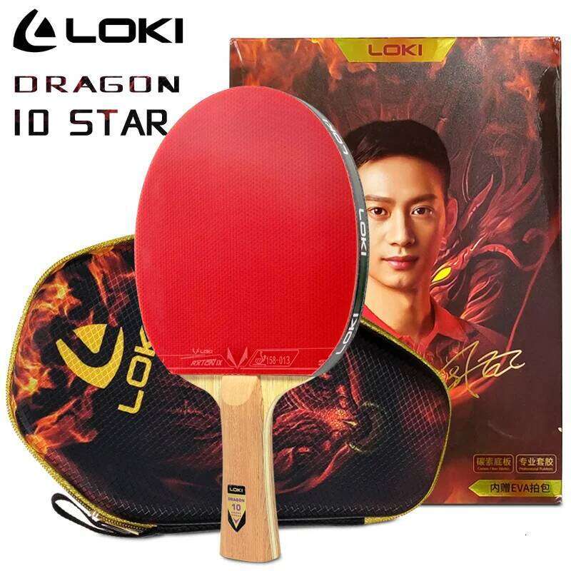 LOKI DRAGON 10 STAR Table Tennis Racket Professional 5 Wood 2 ALC Ping Pong Paddle Bat Carbon Blade with FH 9 & BH RXTON 7